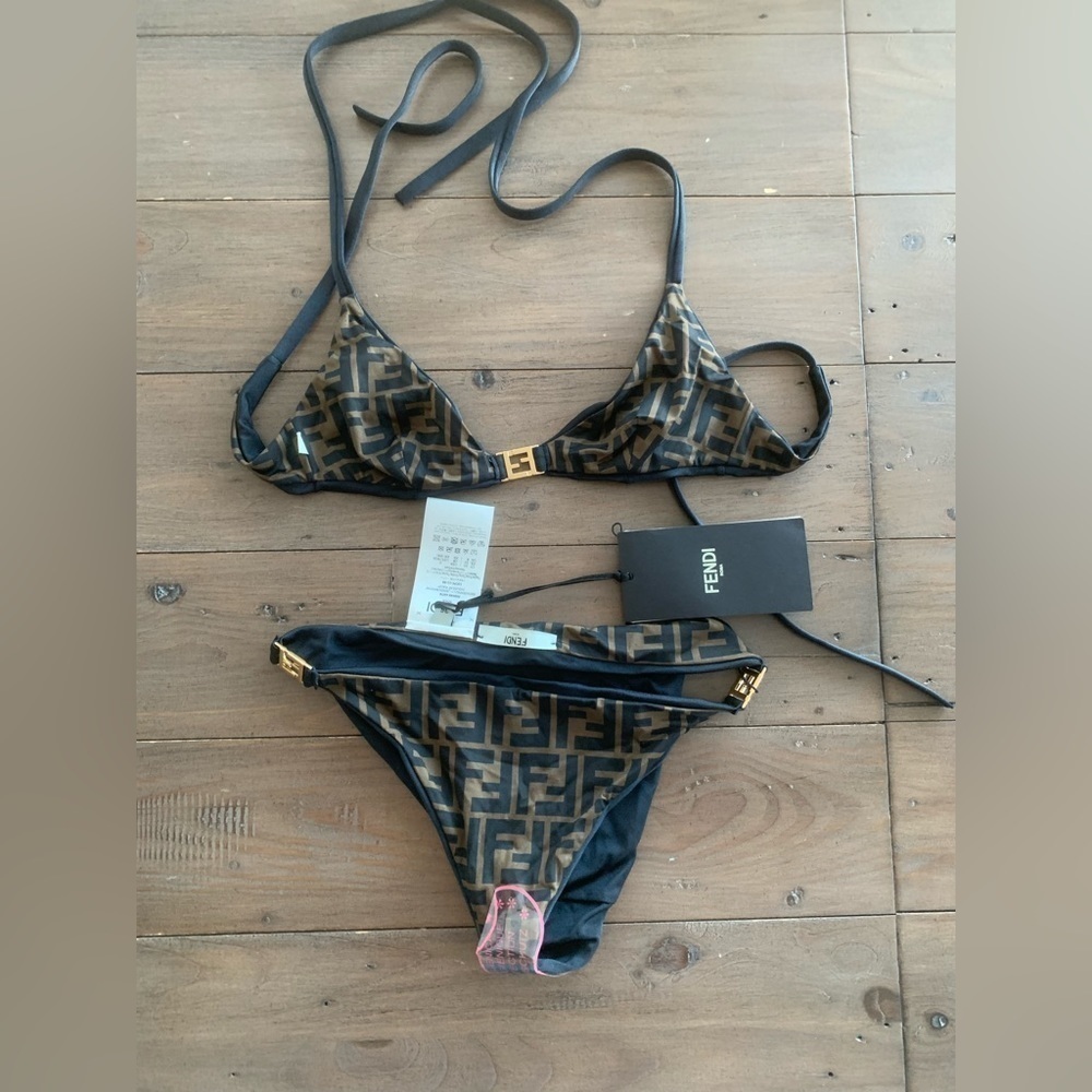 Fendi Lycra FF logo brown bikini NWT - Picture 3 of 9